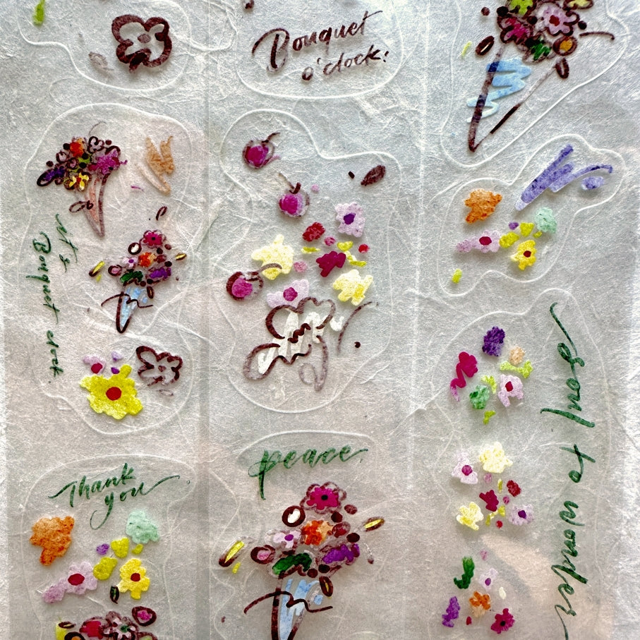 Mr. Eggplants - Bouquet O'clock kiss-cut PET tape SAMPLES