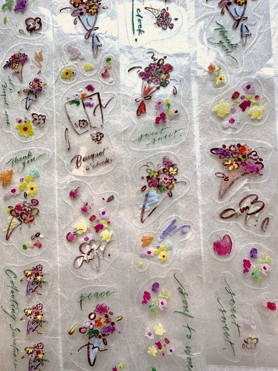 Mr. Eggplants - Bouquet O'clock kiss-cut PET tape SAMPLES