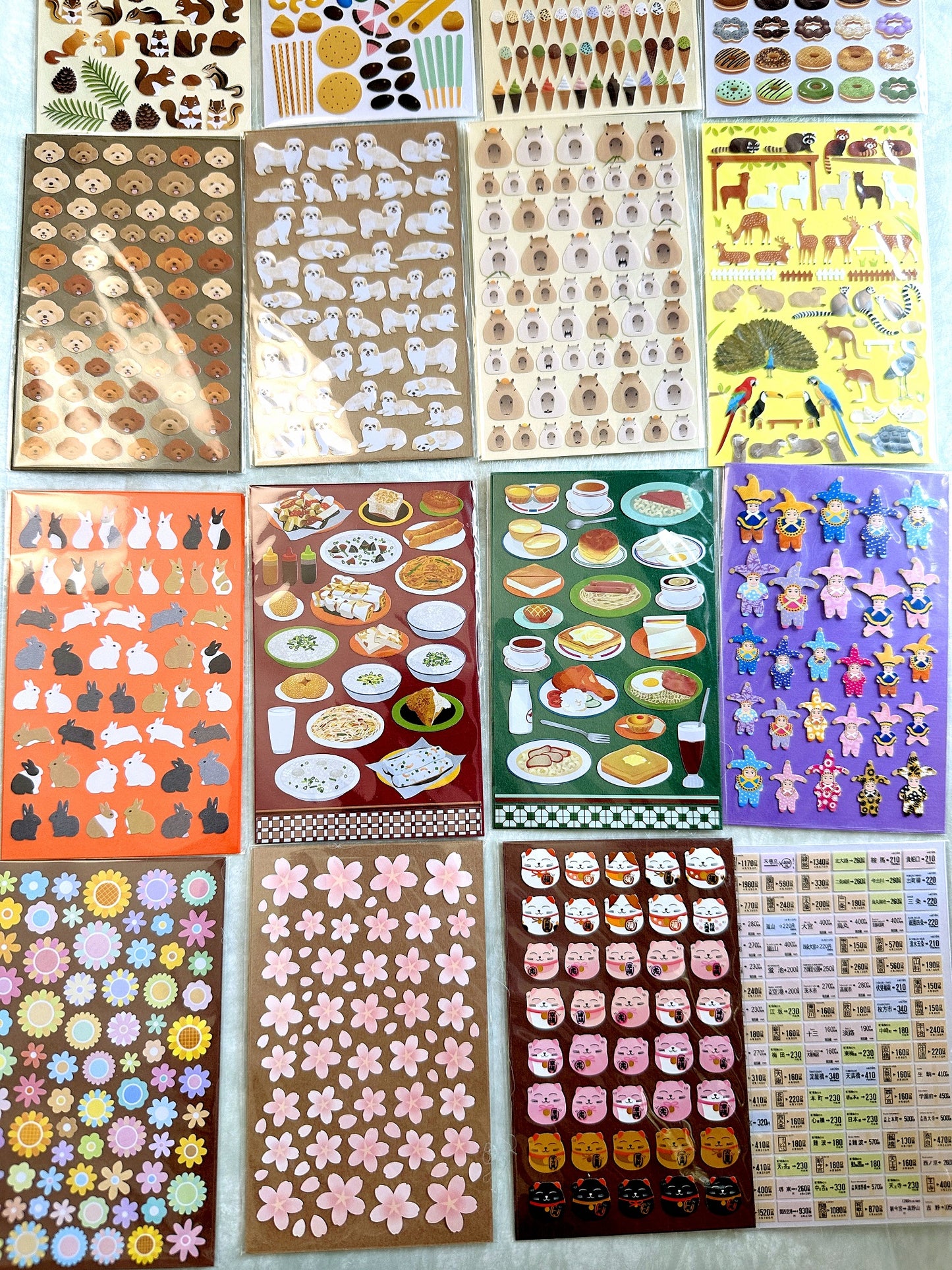 Miqingsankou - food, flowers, travel & fun petite sticker sheets (13 types)