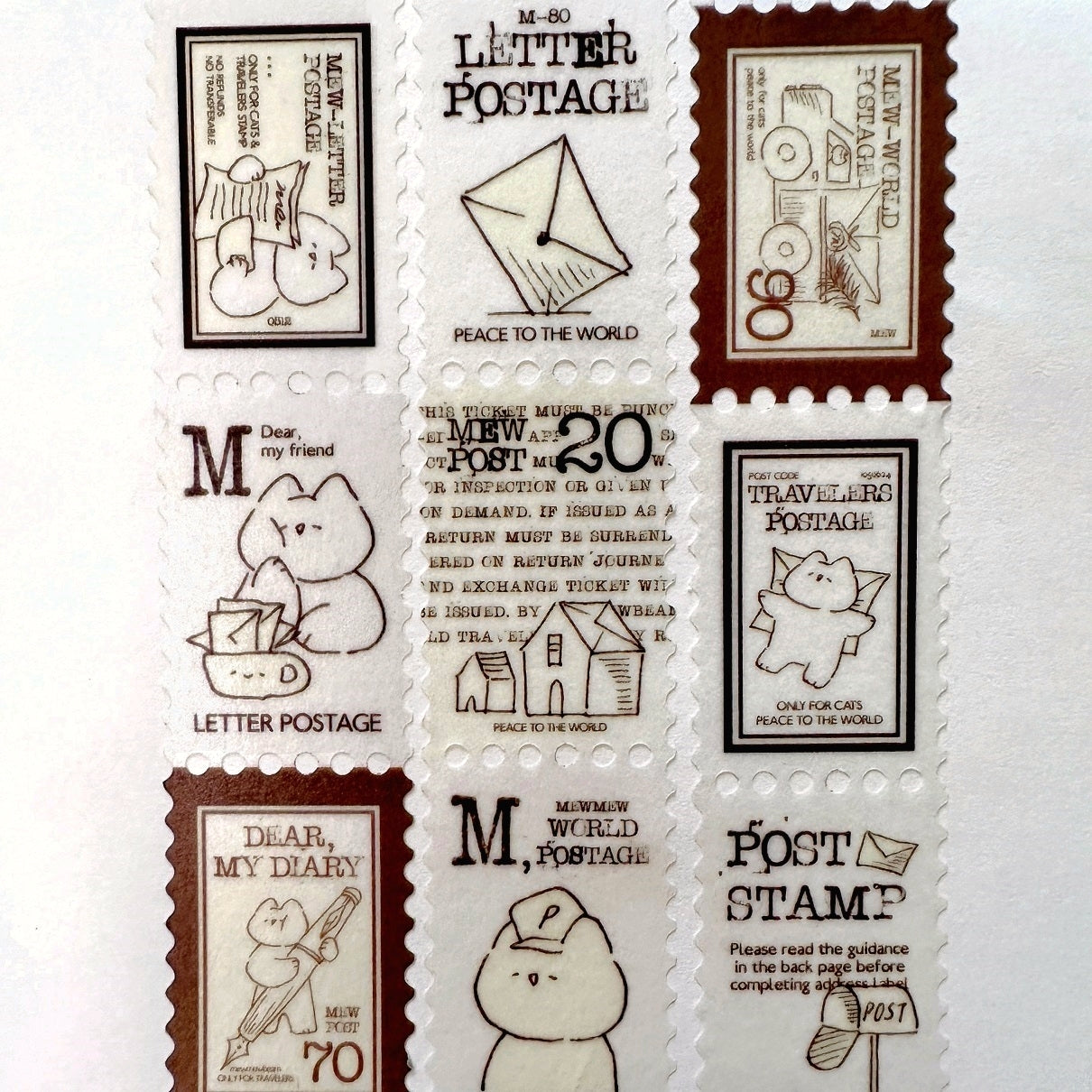 Mewmewbeam - Autumn Letter postage-style washi tape SAMPLES