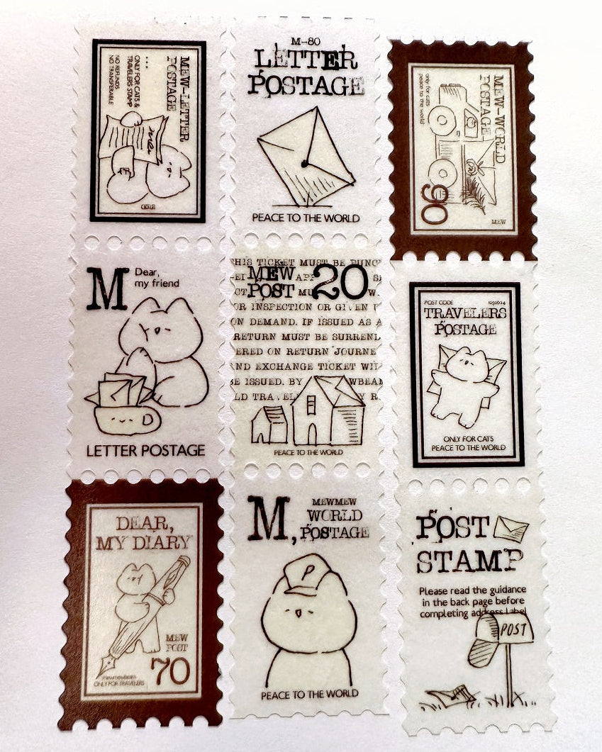 Mewmewbeam - Autumn Letter postage-style washi tape SAMPLES