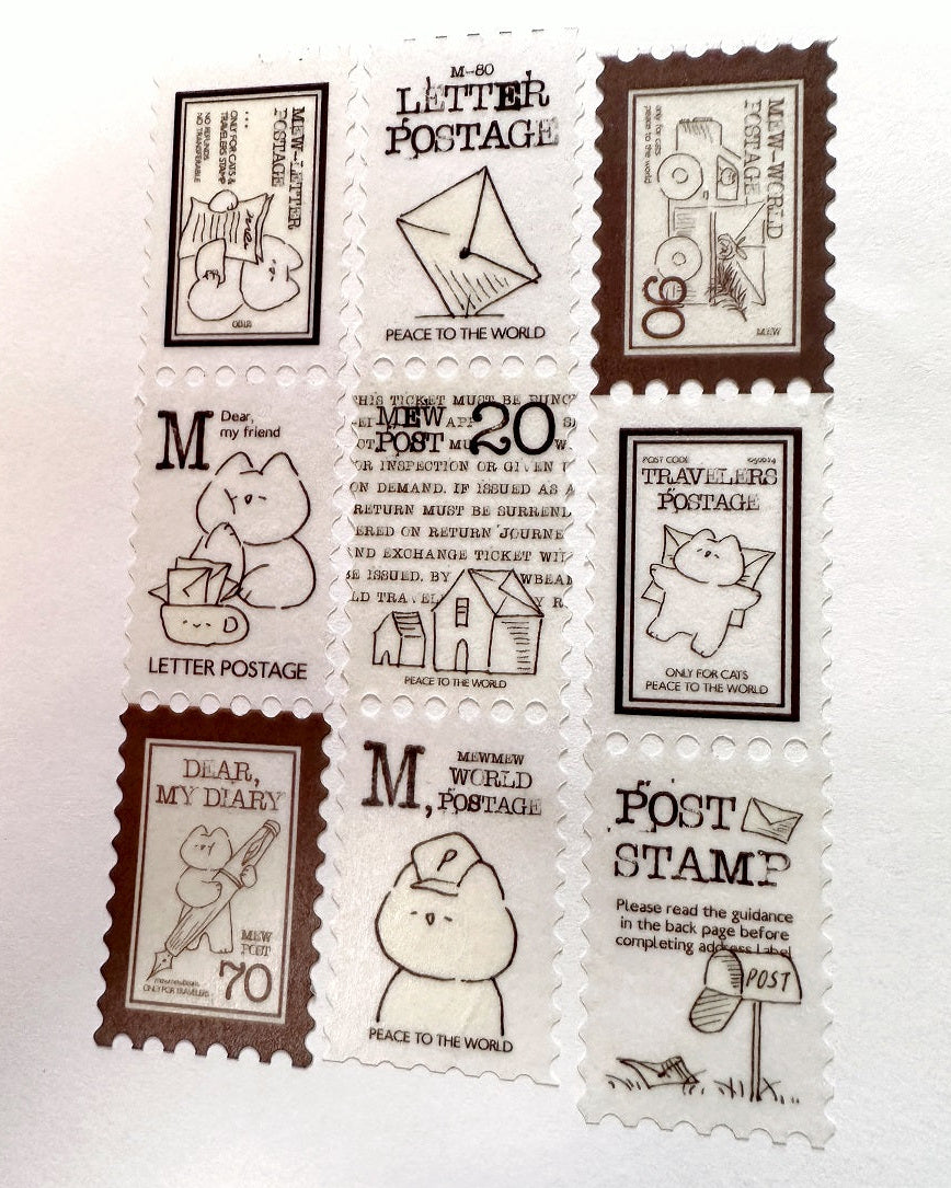 Mewmewbeam - Autumn Letter postage-style washi tape SAMPLES