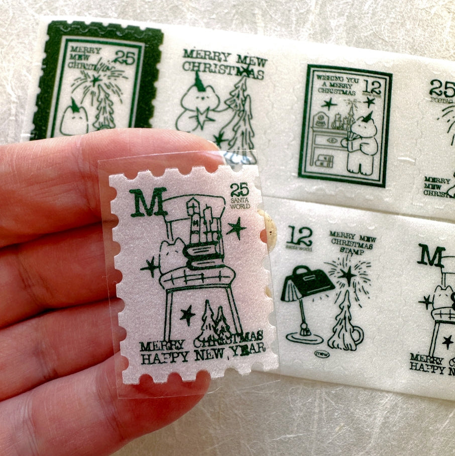 Mewmewbeam - Christmas Stamp kiss-cut glitter tape SAMPLES