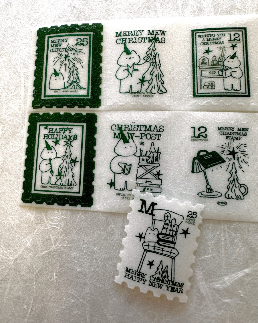 Mewmewbeam - Christmas Stamp kiss-cut glitter tape SAMPLES