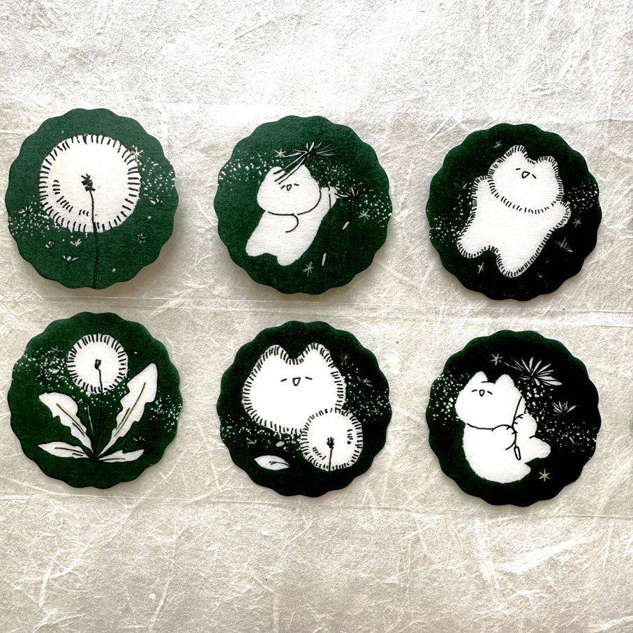 Mewmewbeam - Dandelion die-cut washi sticker roll SAMPLES