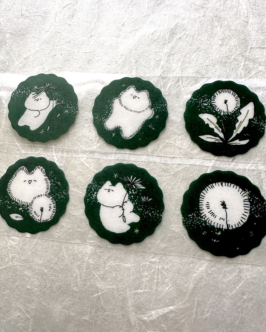 Mewmewbeam - Dandelion die-cut washi sticker roll SAMPLES