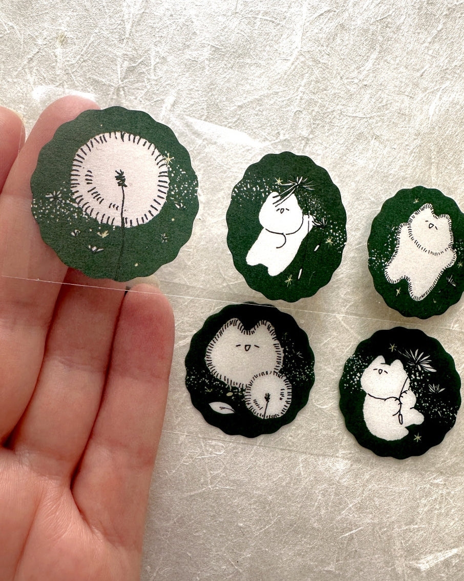Mewmewbeam - Dandelion die-cut washi sticker roll SAMPLES
