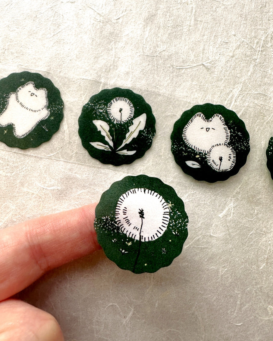 Mewmewbeam - Dandelion die-cut washi sticker roll SAMPLES