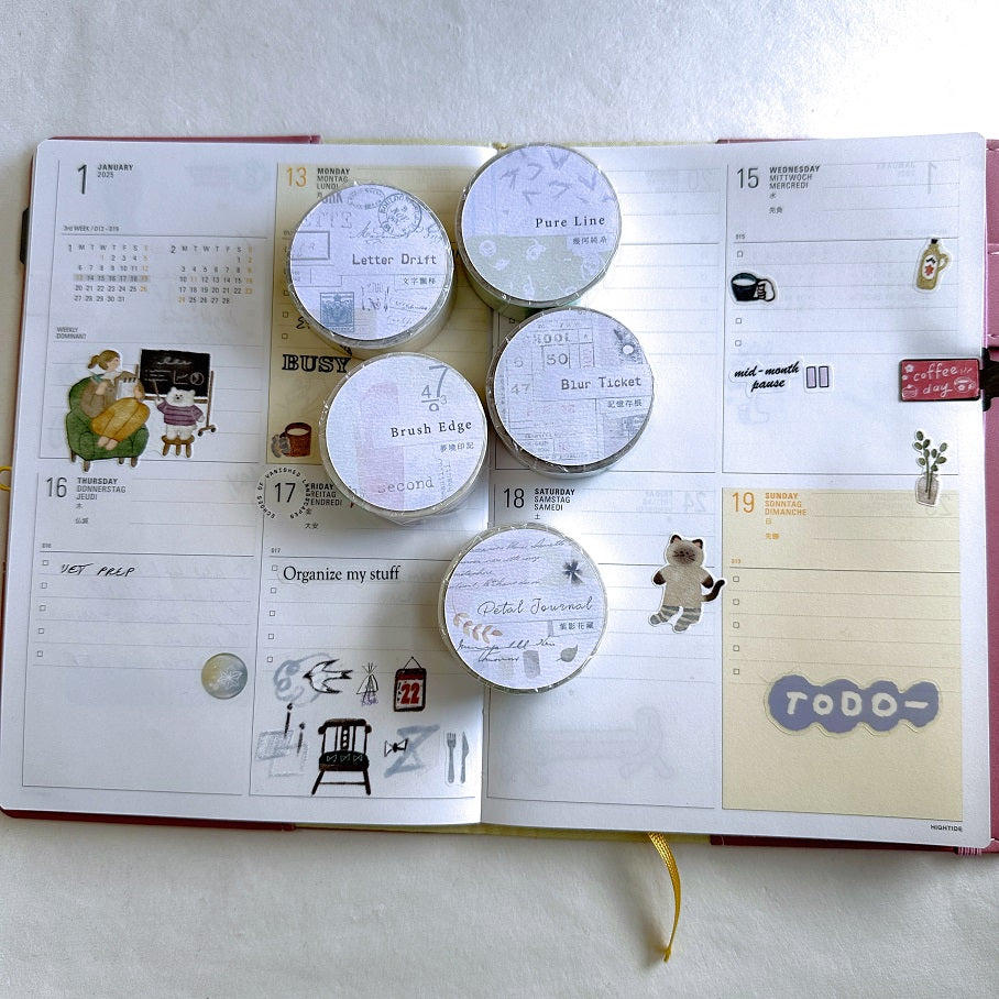 MU Lifestyle - Shape Tear #01-05 pre-cut washi tape SAMPLES