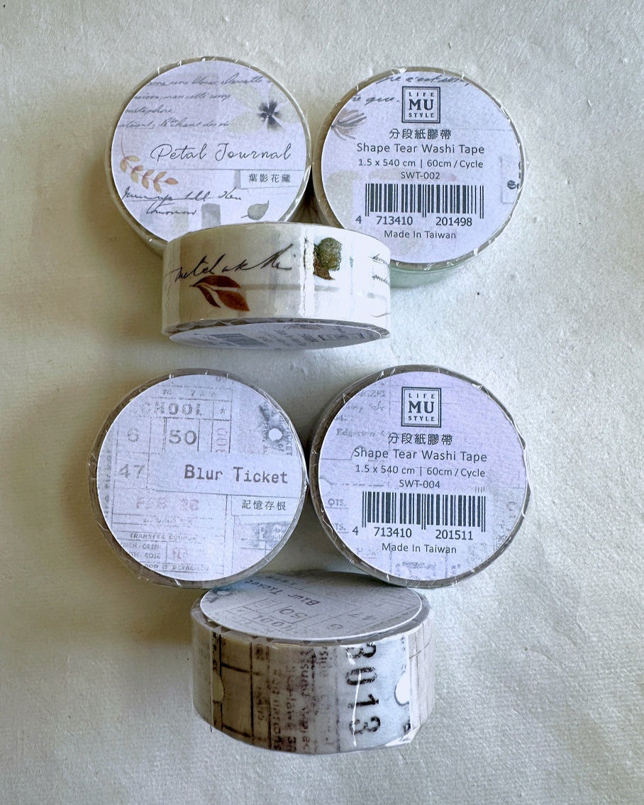 MU Lifestyle - Shape Tear #01-05 pre-cut washi tape SAMPLES