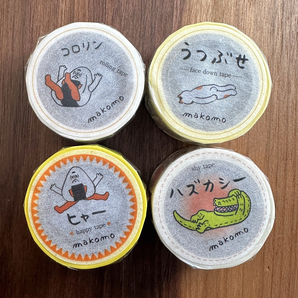 Makomo x Osoblanco - Rolling, Shy, Happy, & Rolling Cat washi tapes SAMPLES