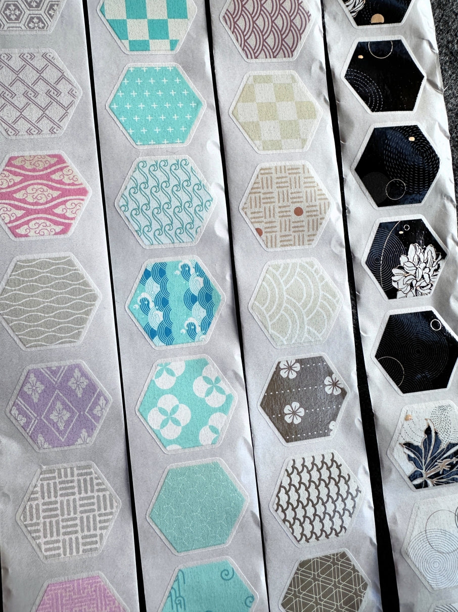 Manjusaka - Bronze-gold hexagon die-cut washi tape SAMPLES
