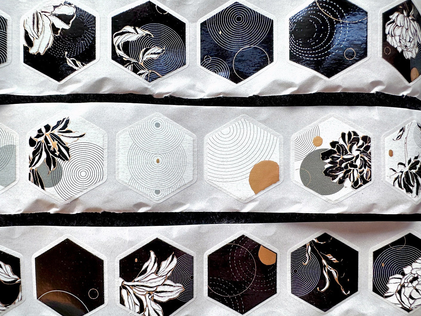 Manjusaka - Bronze-gold hexagon die-cut washi tape SAMPLES