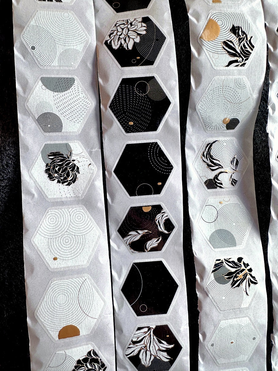 Manjusaka - Bronze-gold hexagon die-cut washi tape SAMPLES