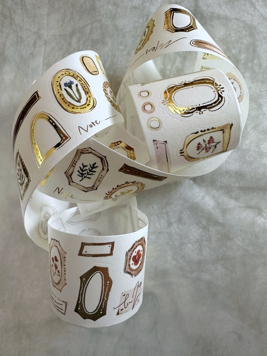 Meow Illustration - Frames kiss-cut gold foil washi & PET tape (5 cm x 125 cm) SAMPLES
