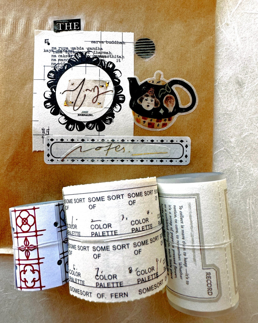 Meow Illustration - Frames kiss-cut gold foil washi & PET tape (5 cm x 125 cm) SAMPLES
