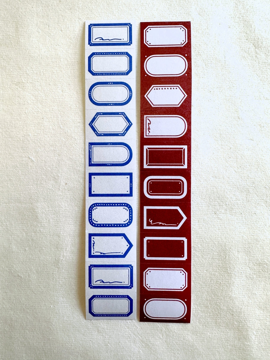 Meow Illustration - Blue & Garnet writable label sticker rolls SAMPLES