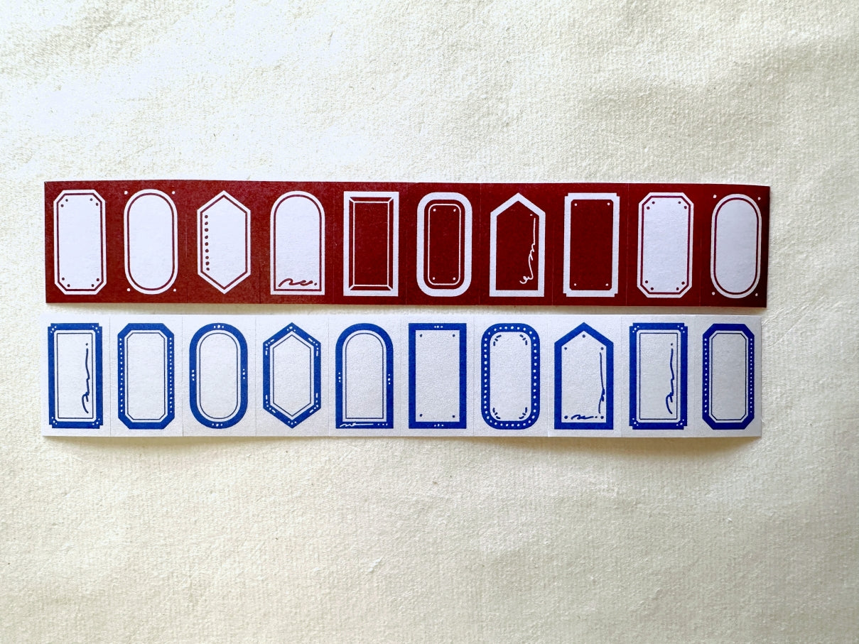 Meow Illustration - Blue & Garnet writable label sticker rolls SAMPLES