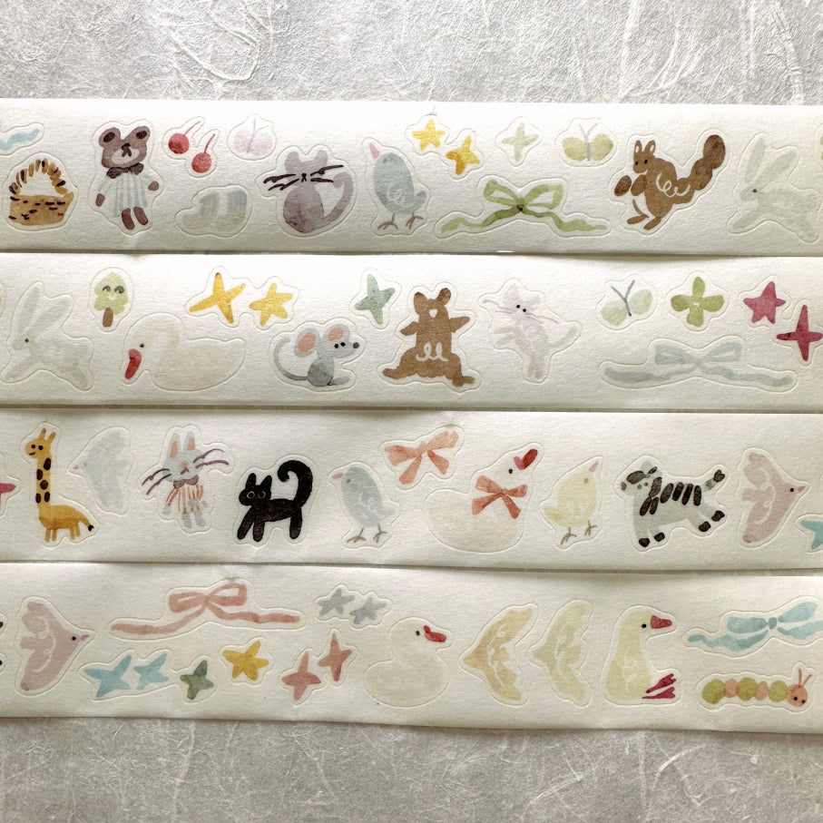 Meow Illustration - Sunny Corner of the Forest kiss-cut washi tape SAMPLES