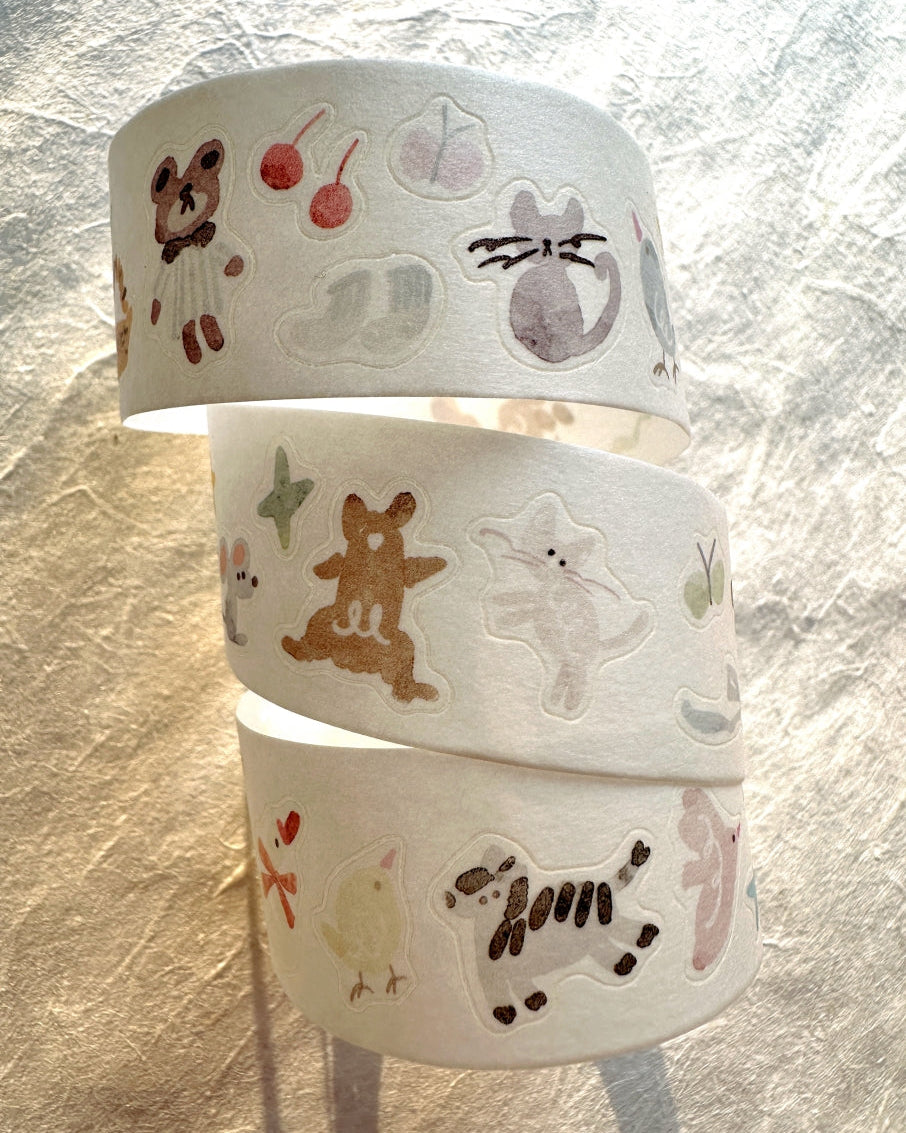 Meow Illustration - Sunny Corner of the Forest kiss-cut washi tape SAMPLES