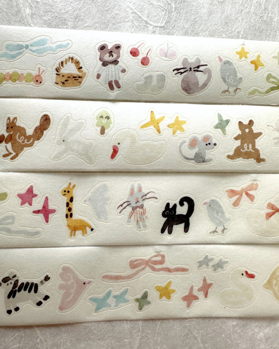 Meow Illustration - Sunny Corner of the Forest kiss-cut washi tape SAMPLES