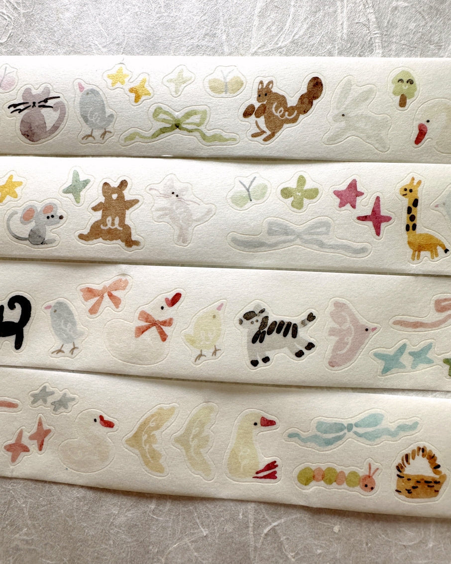 Meow Illustration - Sunny Corner of the Forest kiss-cut washi tape SAMPLES