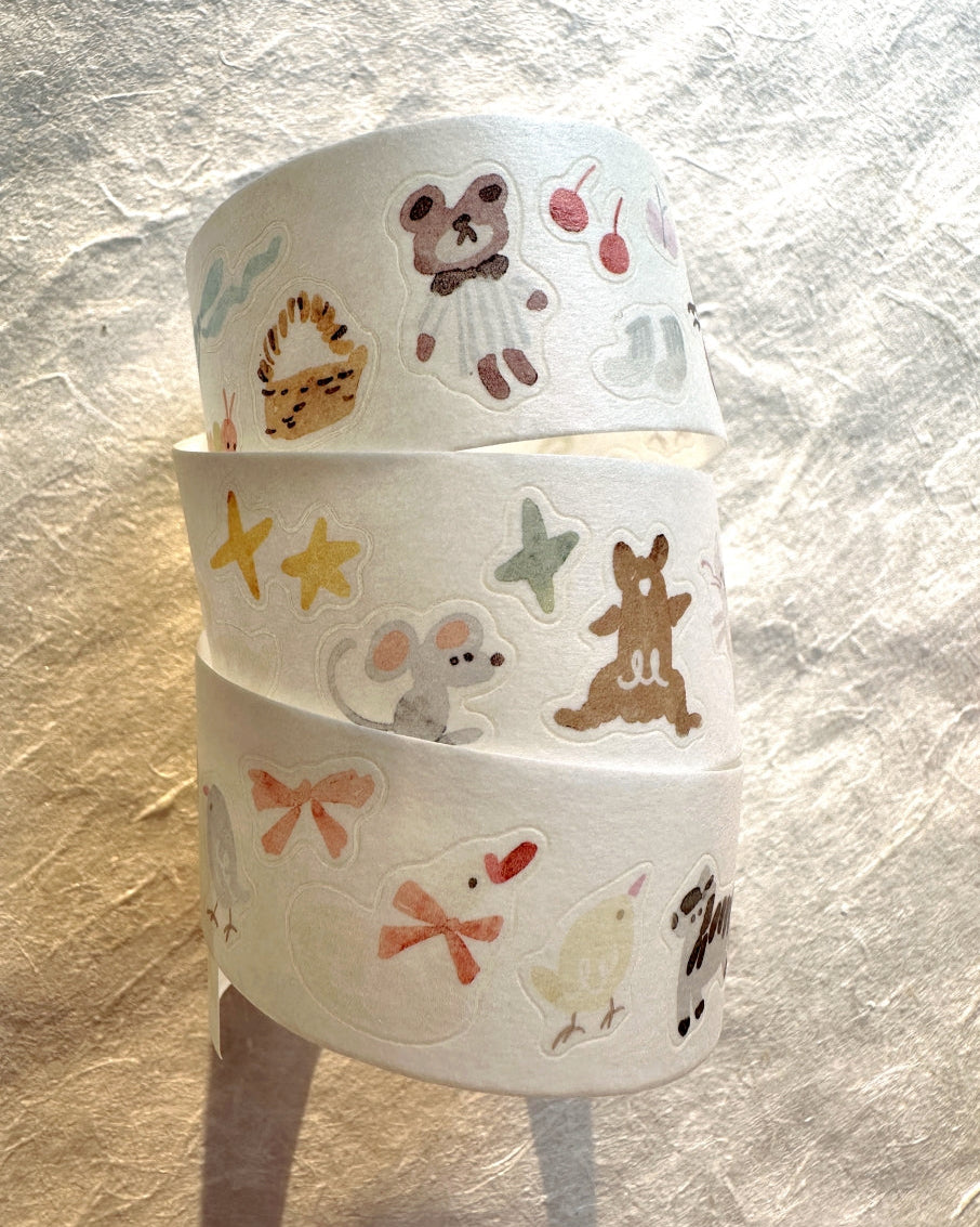 Meow Illustration - Sunny Corner of the Forest kiss-cut washi tape SAMPLES