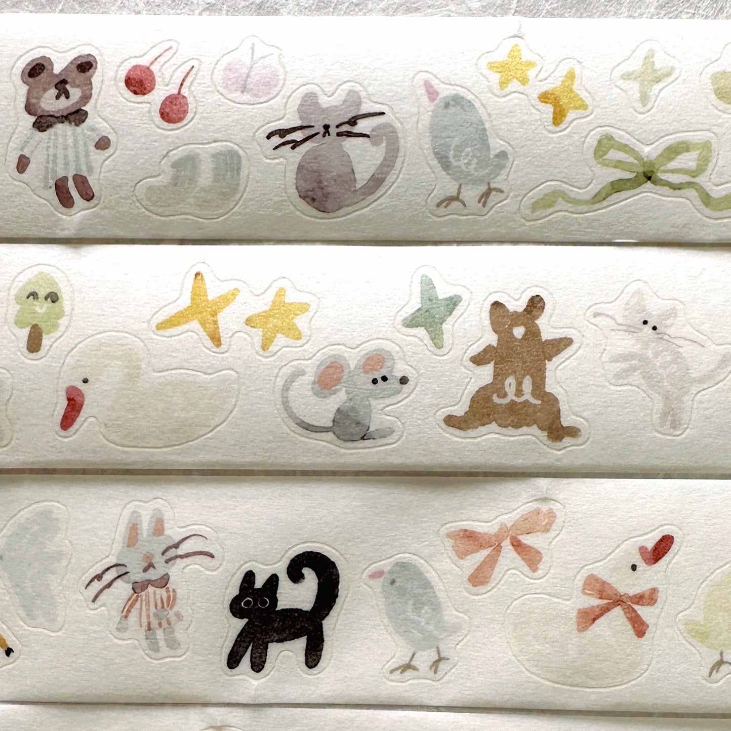 Meow Illustration - Sunny Corner of the Forest kiss-cut washi tape SAMPLES