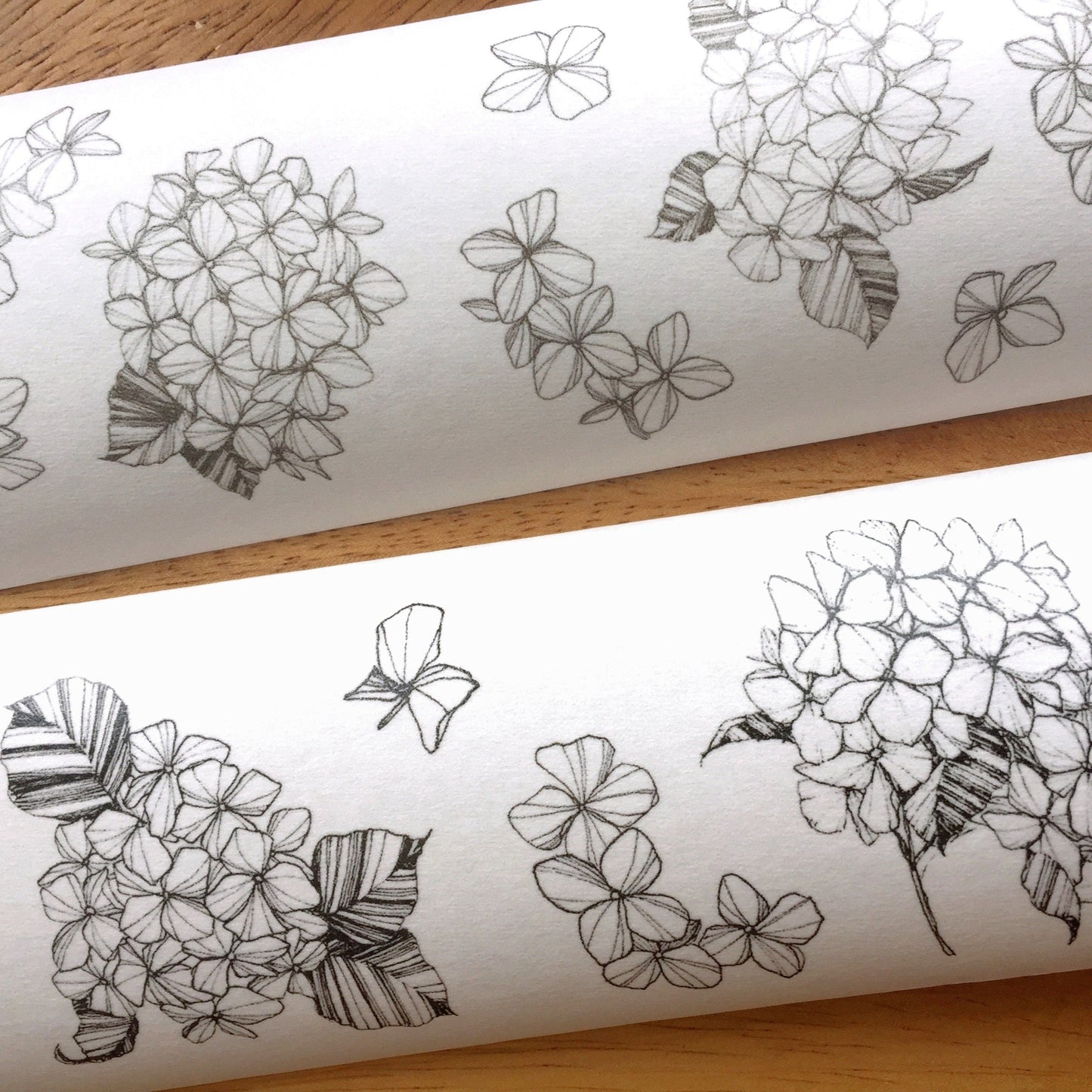 Modaizhi - Hydrangea Black & Brown washi tape SAMPLES