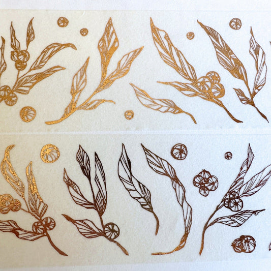 Modaizhi - Fruits & Leaves bronze foil washi tape SAMPLES