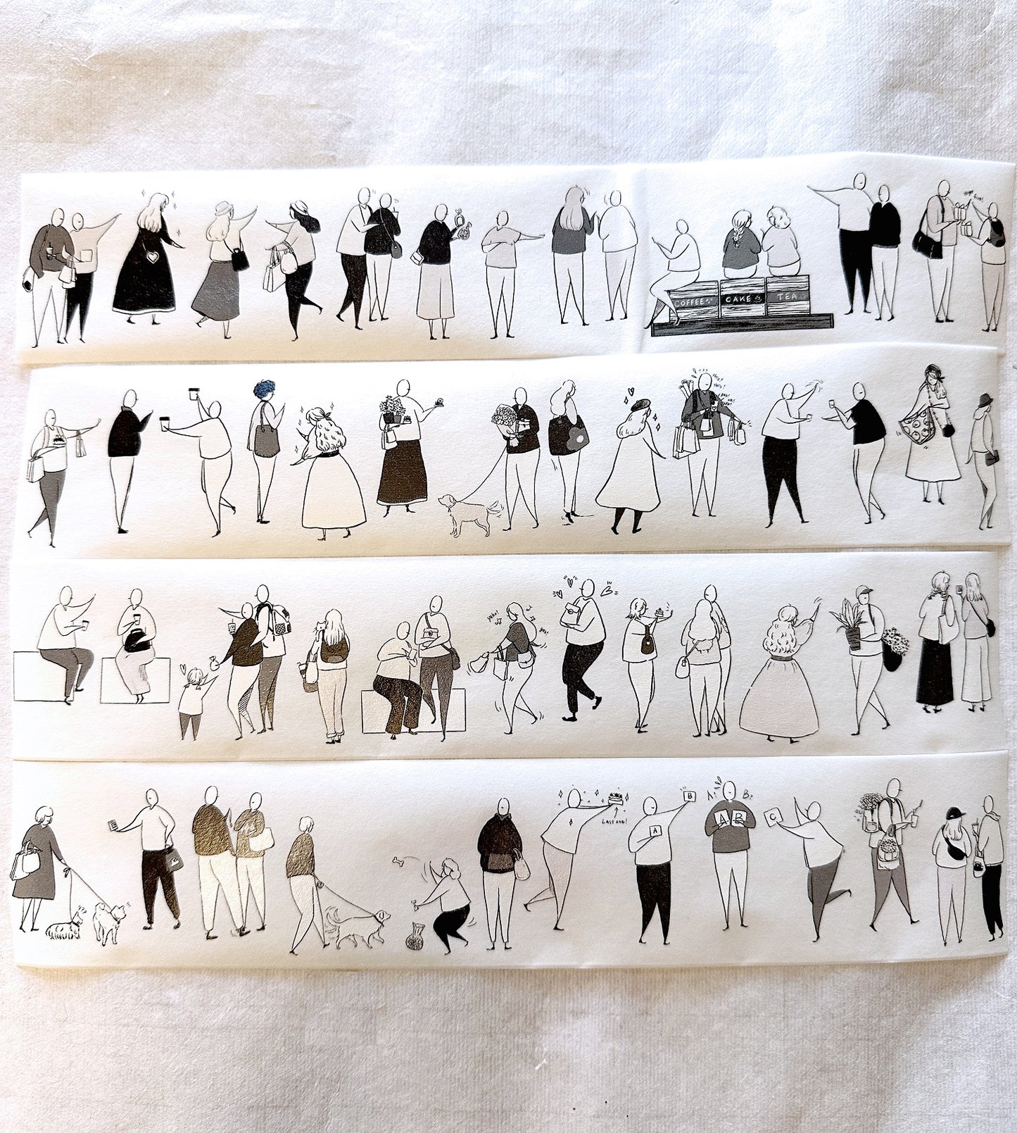 Modaizhi - Market Diary (Characters) washi & PET tape SAMPLES