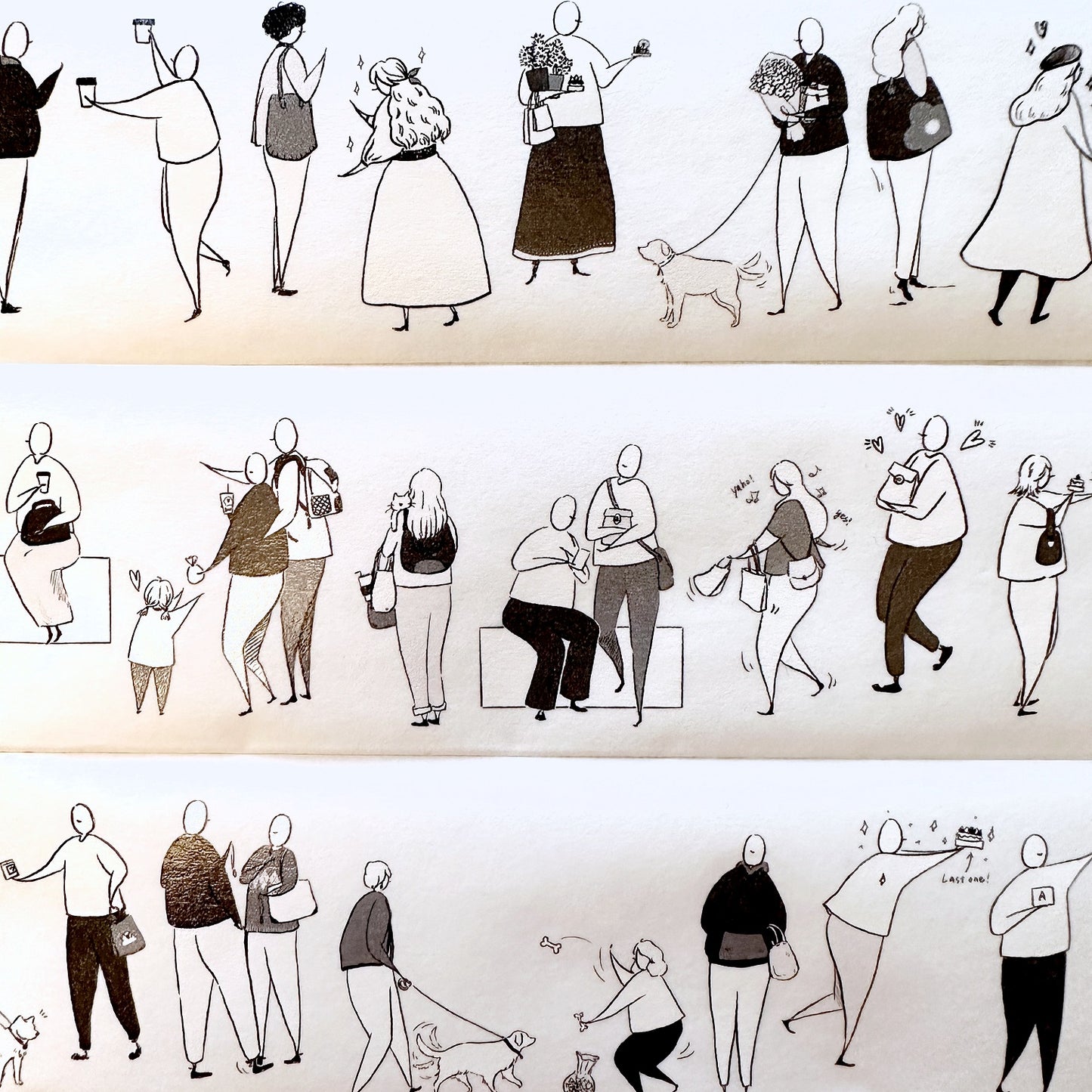 Modaizhi - Market Diary (Characters) washi & PET tape SAMPLES