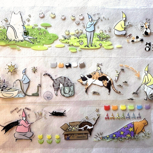 Modaizhi - Cat Attendant washi & PET tape SAMPLES