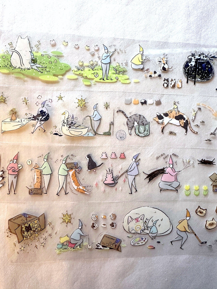 Modaizhi - Cat Attendant washi & PET tape SAMPLES