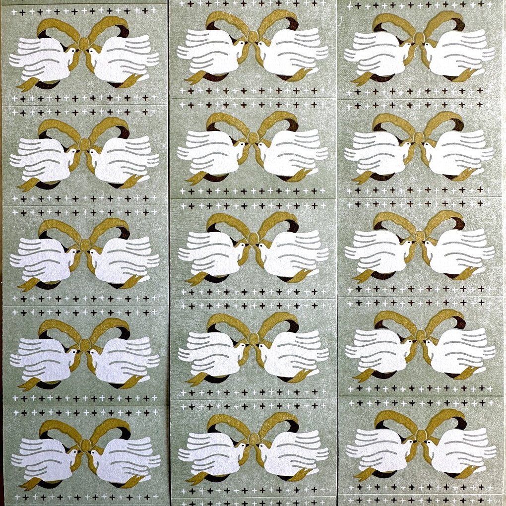 Ivy Snow - Ribbon Birds label sticker roll SAMPLES