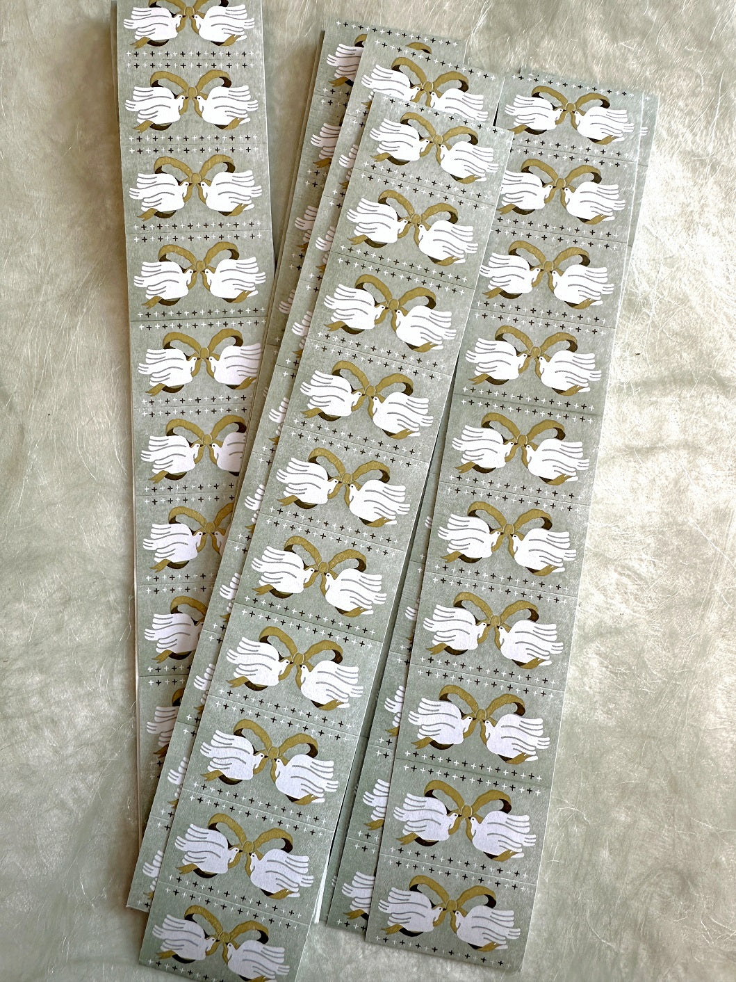 Ivy Snow - Ribbon Birds label sticker roll SAMPLES