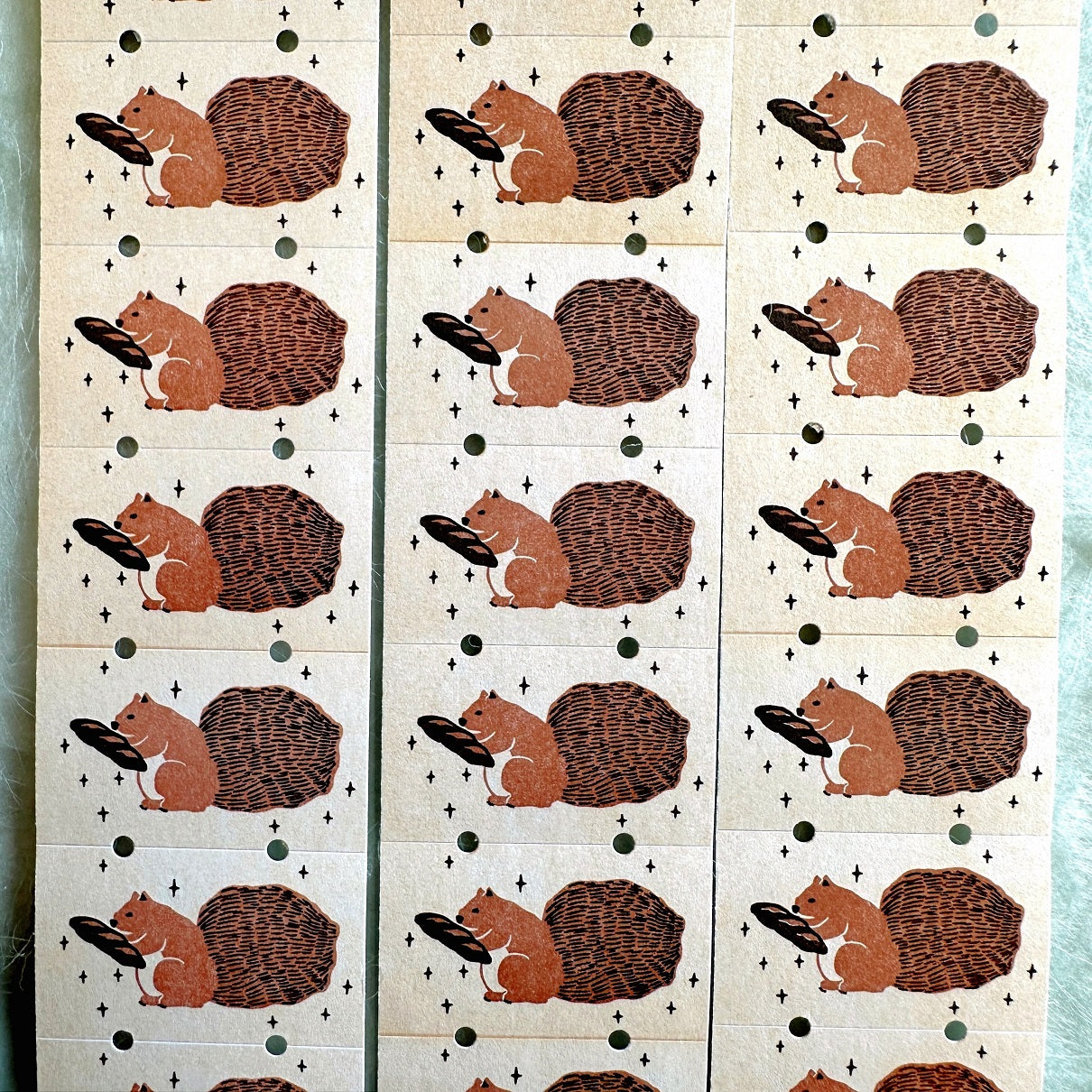 Ivy Snow - Squirrel and Bread label sticker roll SAMPLES