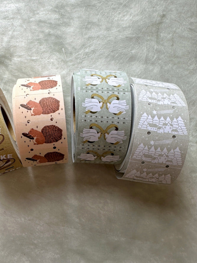 Ivy Snow - Ribbon Birds label sticker roll SAMPLES