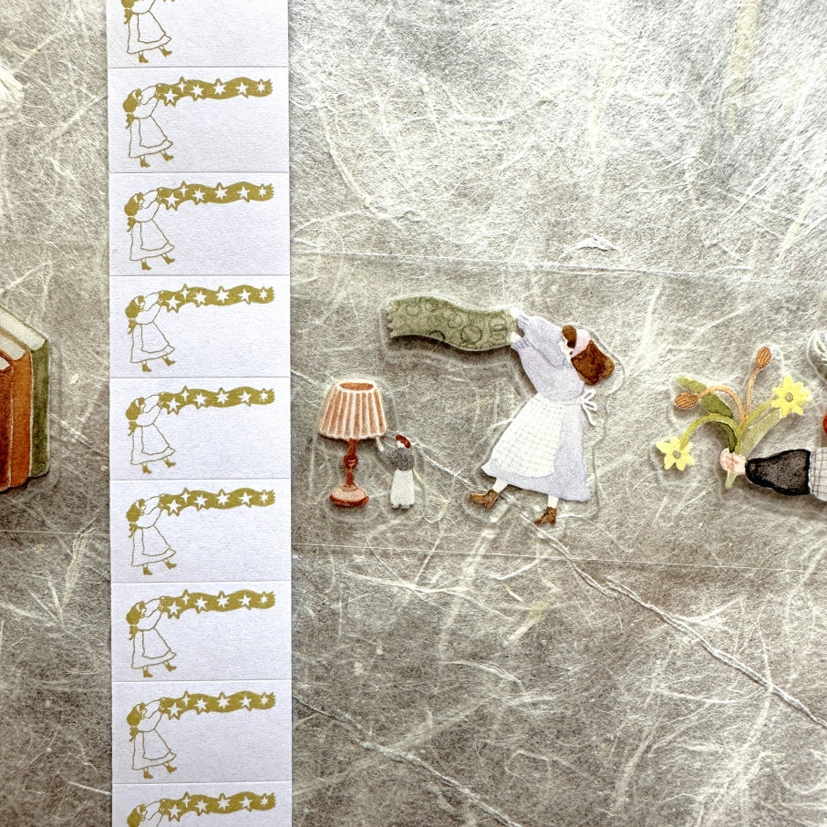 Ivy Snow - Balloon Girl, Pen, & Star Tape label sticker rolls SAMPLES