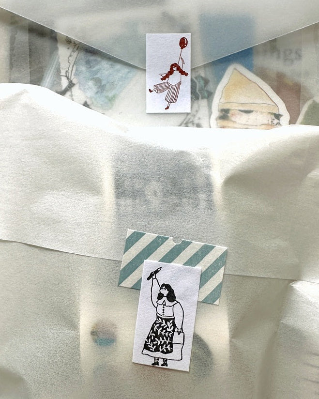 Ivy Snow - Balloon Girl, Pen, & Star Tape label sticker rolls SAMPLES