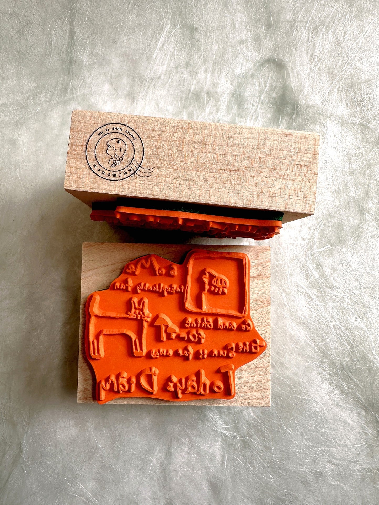 Mu Zi Shan Studio - Today's Diary cat rubber stamp