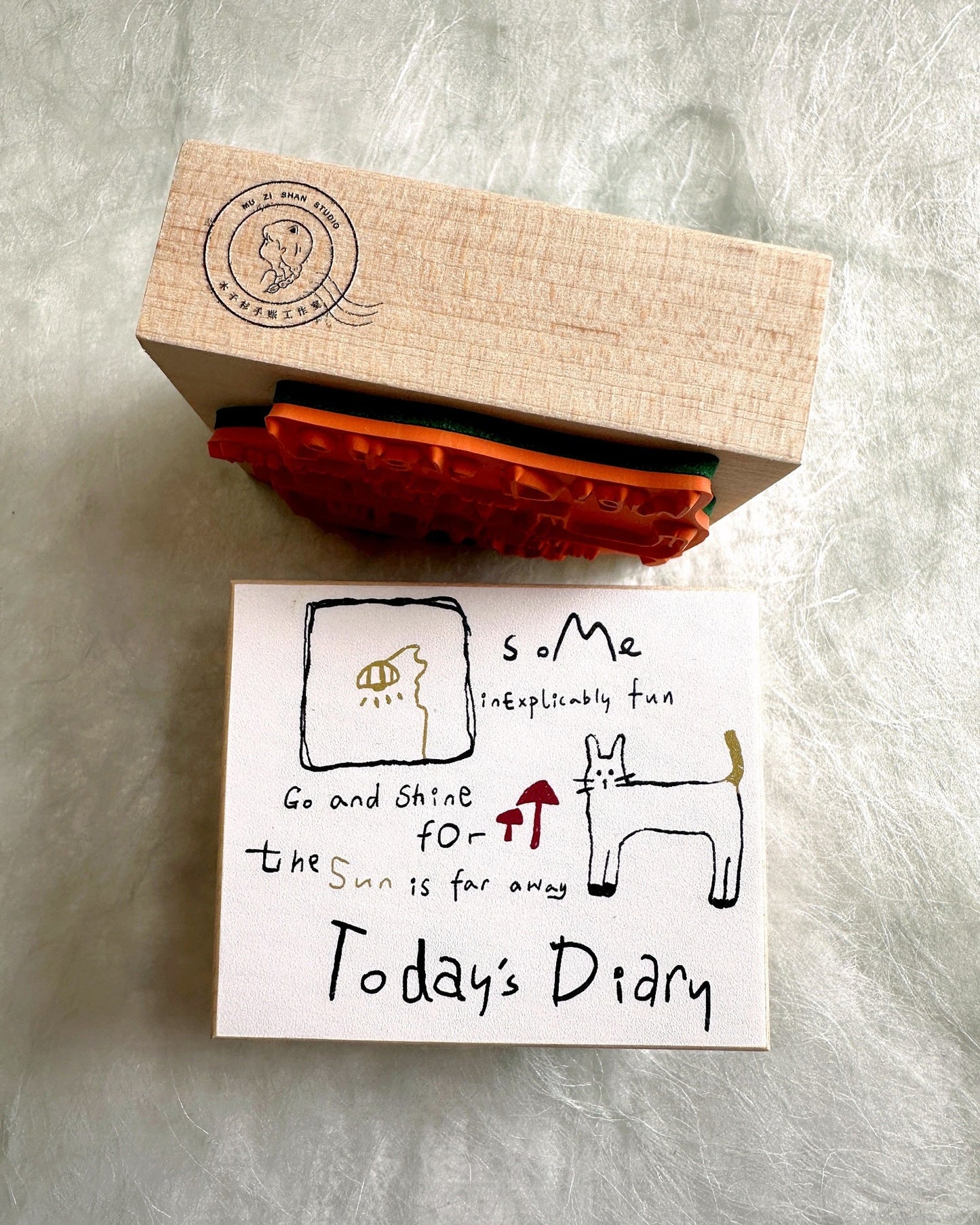 Mu Zi Shan Studio - Today's Diary cat rubber stamp
