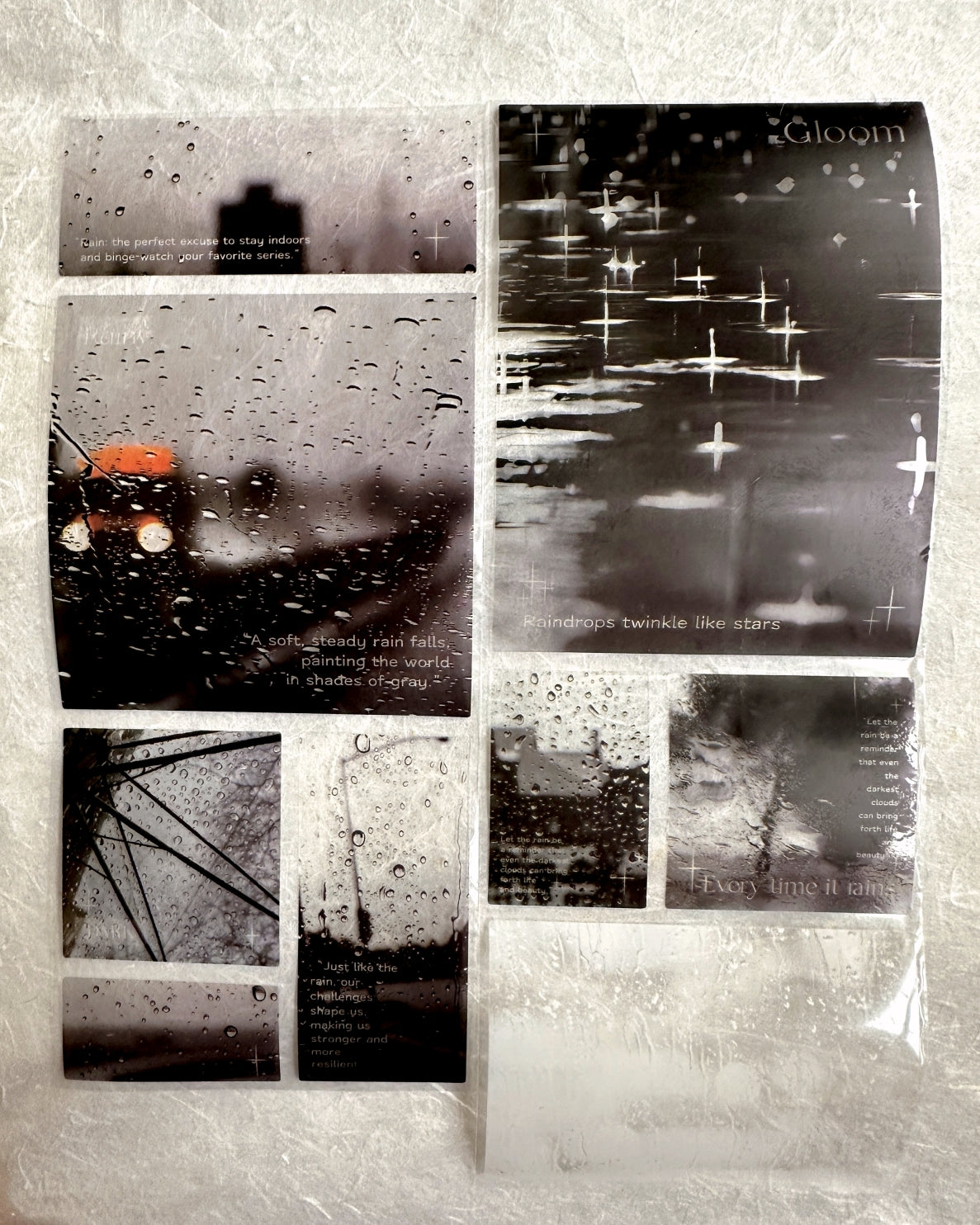 Muguang - Traces of Rain die-cut PET sticker tapes (7 cm wide) SAMPLES