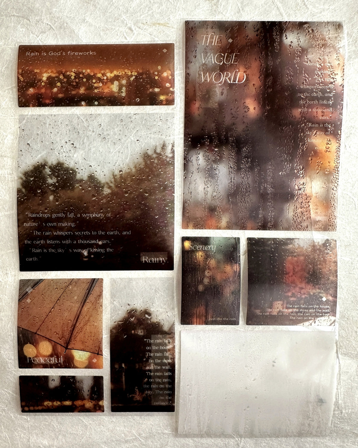 Muguang - Traces of Rain die-cut PET sticker tapes (7 cm wide) SAMPLES
