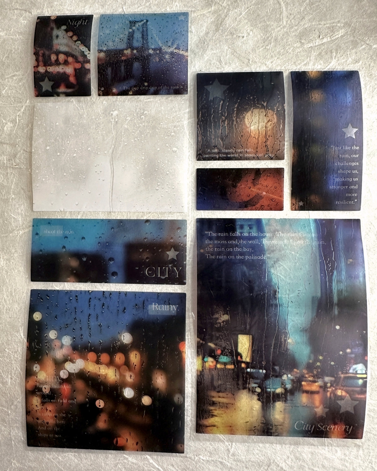 Muguang - Traces of Rain die-cut PET sticker tapes (7 cm wide) SAMPLES