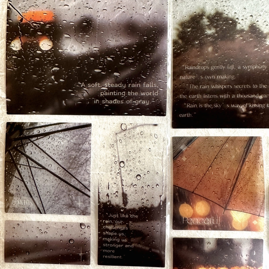 Muguang - Traces of Rain die-cut PET sticker tapes (7 cm wide) SAMPLES