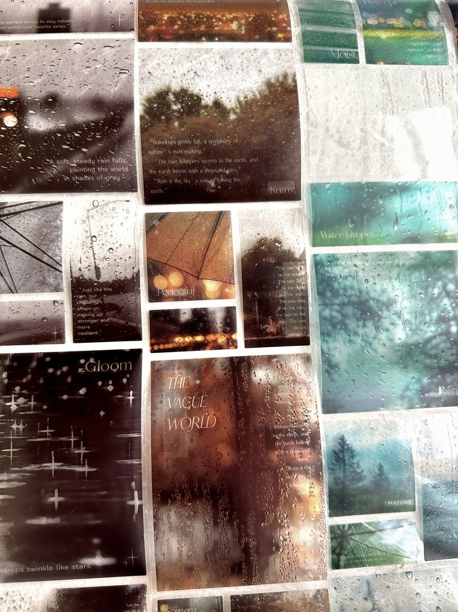 Muguang - Traces of Rain die-cut PET sticker tapes (7 cm wide) SAMPLES