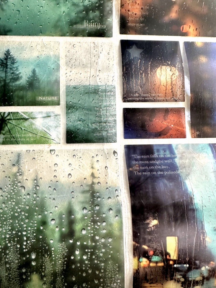 Muguang - Traces of Rain die-cut PET sticker tapes (7 cm wide) SAMPLES