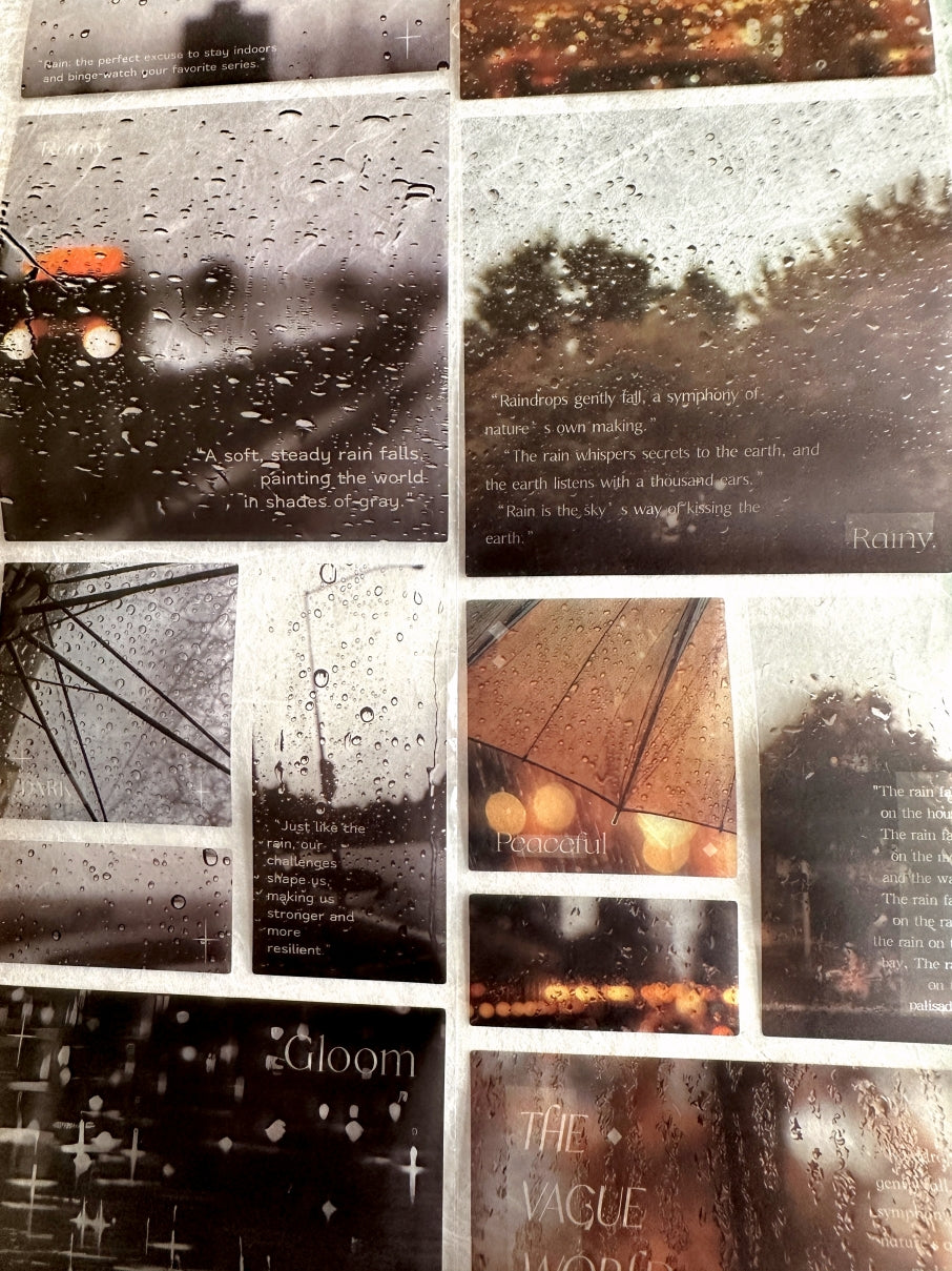 Muguang - Traces of Rain die-cut PET sticker tapes (7 cm wide) SAMPLES
