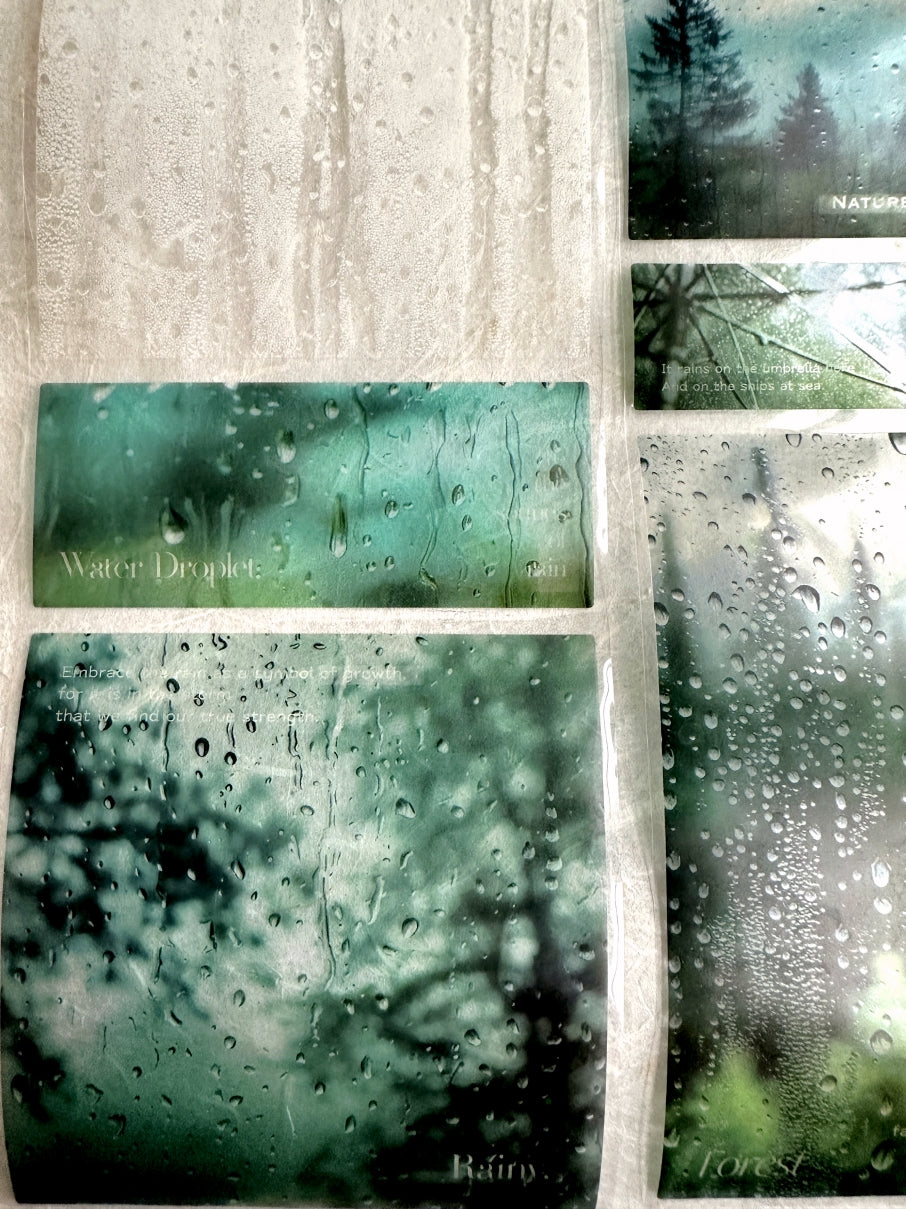 Muguang - Traces of Rain die-cut PET sticker tapes (7 cm wide) SAMPLES